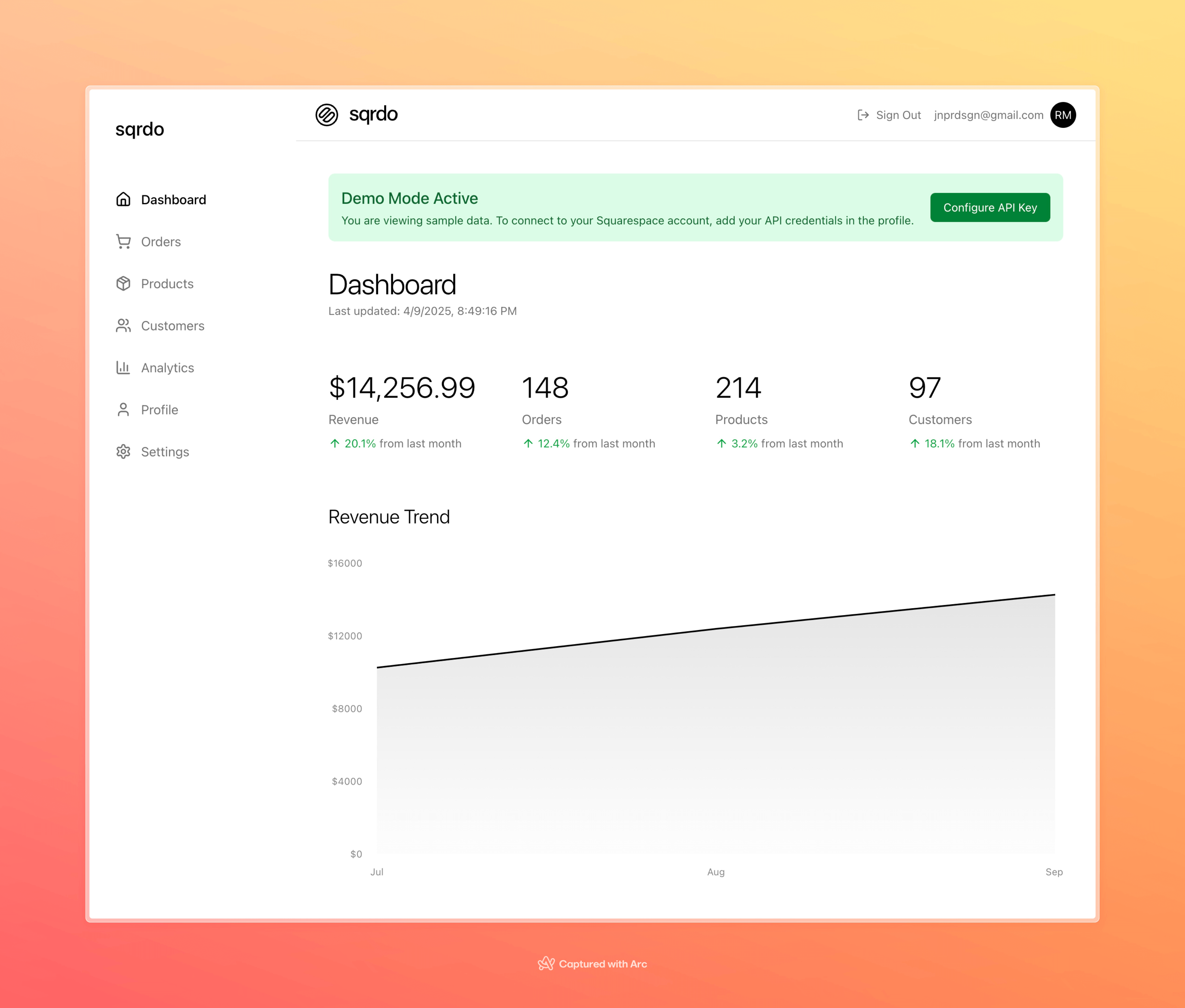 Sqrdo Dashboard Preview